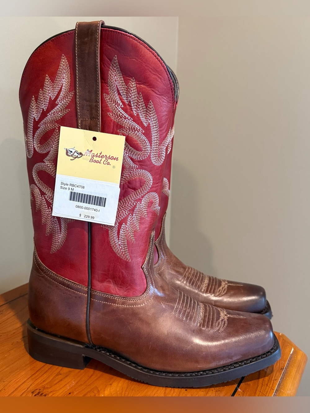NWT Masterson Boot Co Western Cowgirl Leather Boots Women’s 9 Red Brown